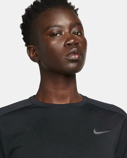 NIKE DRI-FIT WOMEN'S CREW TOP,BLAC