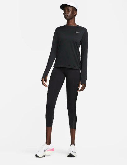 NIKE DRI-FIT WOMEN'S CREW TOP,BLAC